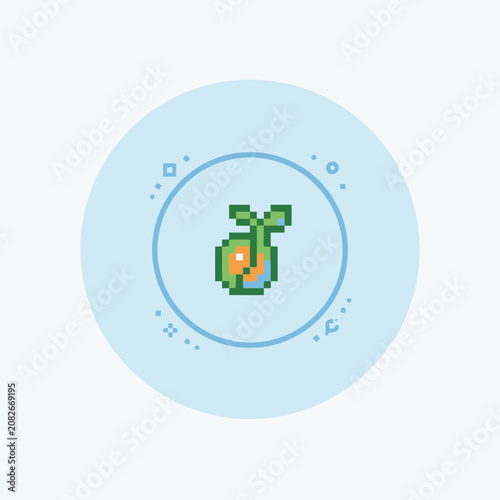 A small pixel art sprout icon centered on a light background