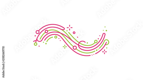 Abstract Swirl Wave Line Art with Sparkles and Dots