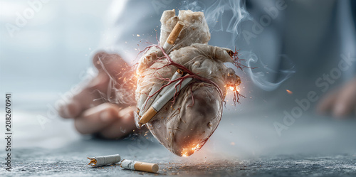 Visual warning emphasizing health hazards associated with cigarette smoking and heart disease