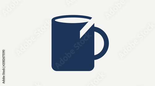 Broken Blue Mug Icon, Symbol of Fragility and Stress