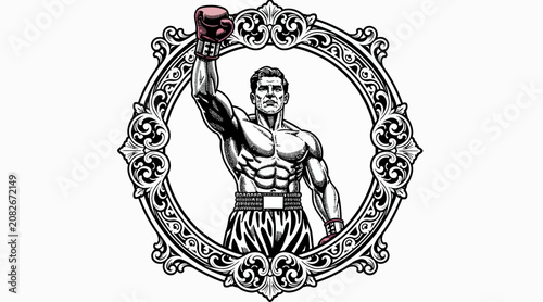boxer in vintage frame