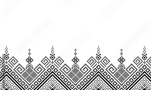 Nature vintages cross stitch traditional ethnic pattern paisley flower Ikat background abstract Aztec African Indonesian Indian seamless pattern for fabric print cloth dress carpet curtains and sarong