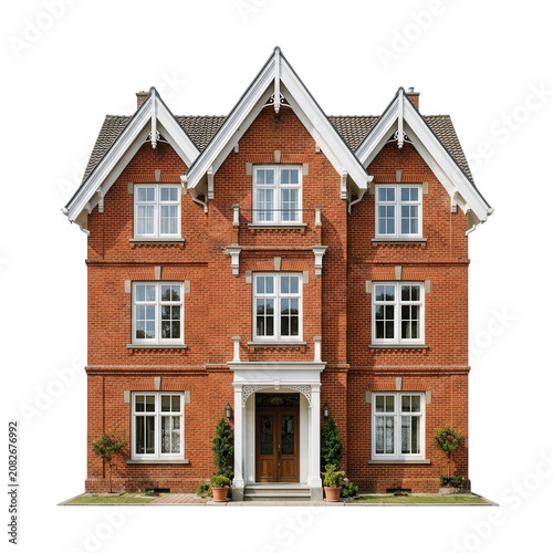 Red Brick Victorian House Transparent Background