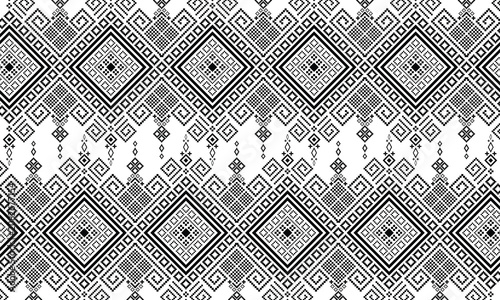 Nature vintages cross stitch traditional ethnic pattern paisley flower Ikat background abstract Aztec African Indonesian Indian seamless pattern for fabric print cloth dress carpet curtains and sarong