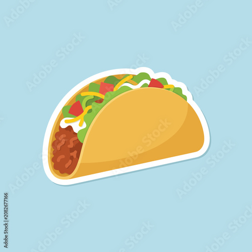 A simple vector illustration of a delicious Mexican taco sticker