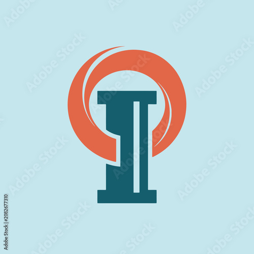 A minimalist graphic icon featuring a bold letter I shape