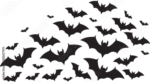 Foto Halloween bat and bats silhouette, Bat icon, set of halloween bats vector illust