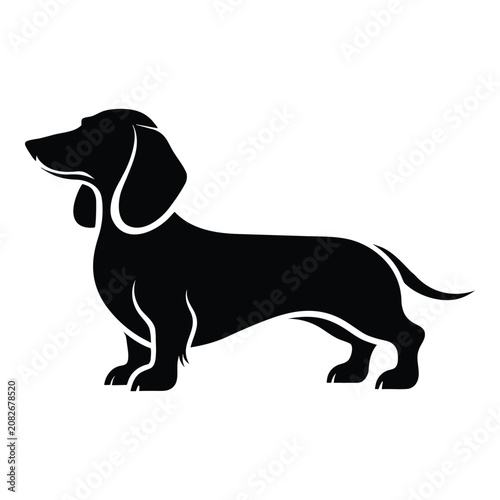 Solid black dachshund silhouette standing profile dog icon