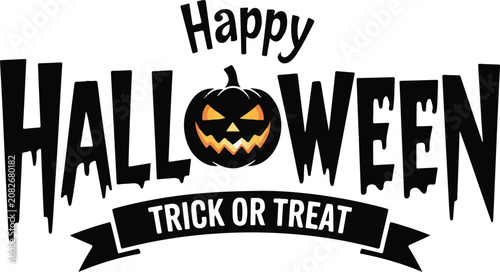 Obraz na plátne Happy Halloween Text Banner, Vector