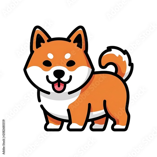 Cute cartoon fox character sitting on ground.