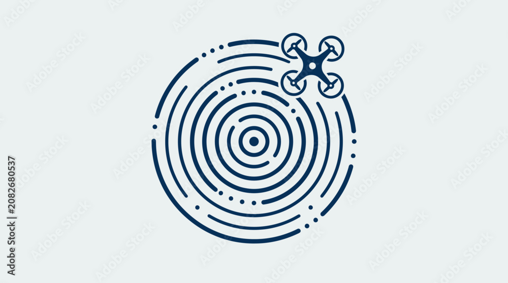 Fototapeta premium Drone scanning fingerprint pattern, technology concept