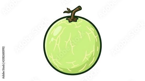 Green apple with black bird perched on top.