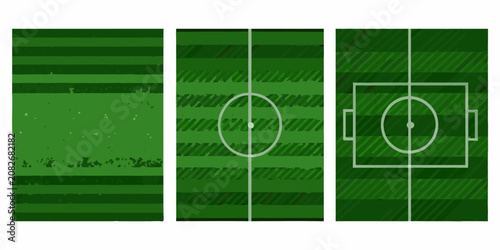 soccer field vector illustration with green stripes and white lines football pitch grass art minimalist design sports graphic team sport game