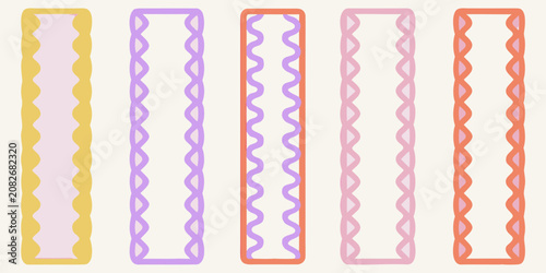 simple hand drawn decorative borders vector illustration design playful composition border patterns frame edges ornamental lines wavy twisted shapes pastel colors