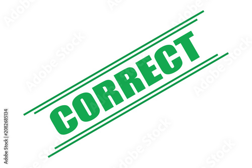 Correct Green Rubber Stamp Vector Illustration, Approved Label Badge and Verified Mark Design