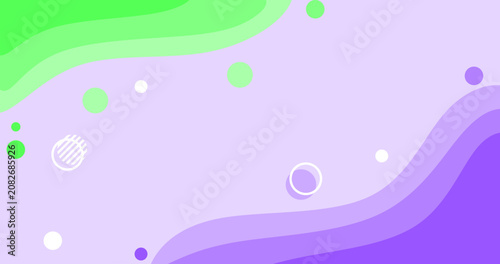Flat Background with Green Purple colors lines and Different Shapes and thickness Abstract pattern