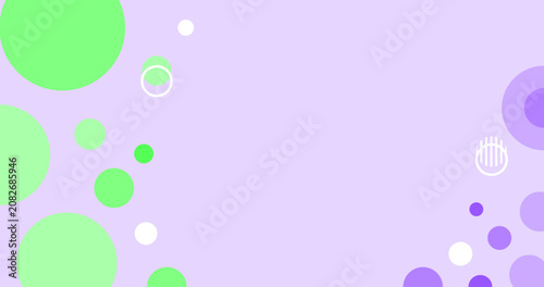 Flat background with Green circles in Purple pastel colors for UI design