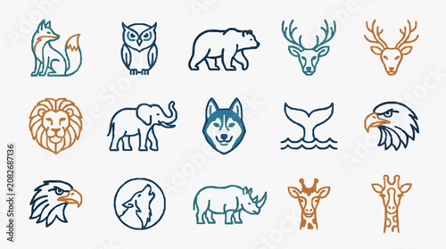 Photography Clean Minimalist Line Art Illustrations of Various Wild Animals in Earthy and Bl