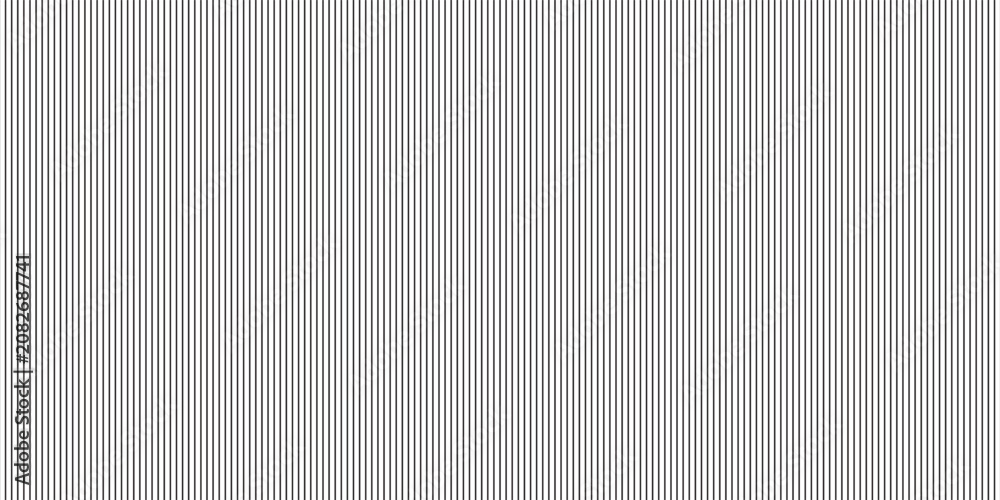 Naklejka premium Narrow black-white vertical lines. Symmetric geometric ornament. Striped seamless pattern, abstract wallpaper. Digital paper for textile print, page fill. Vector