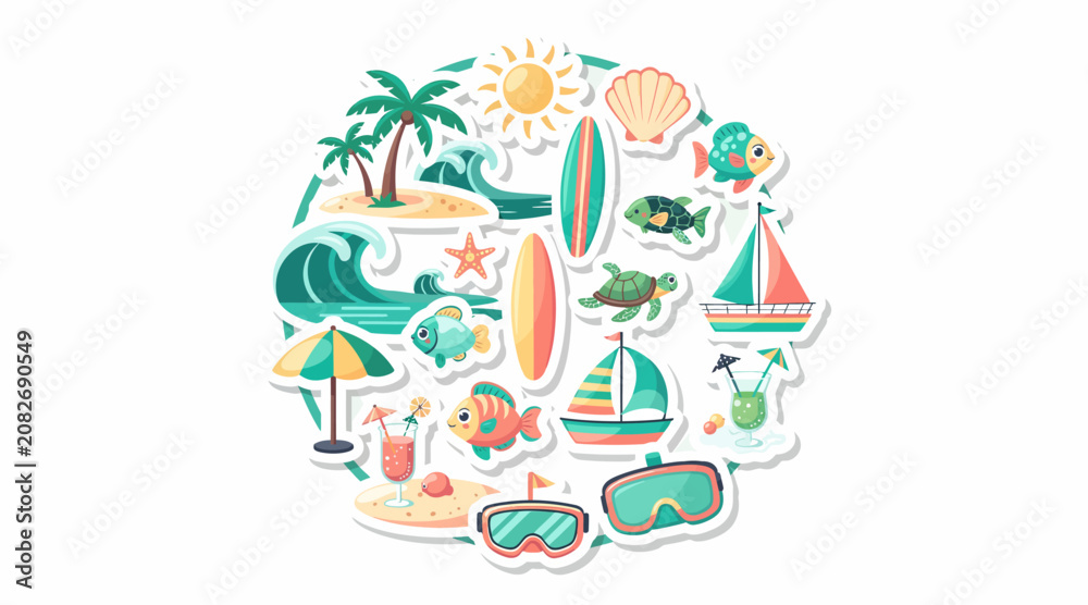 Fototapeta premium Beach summer vacation icons