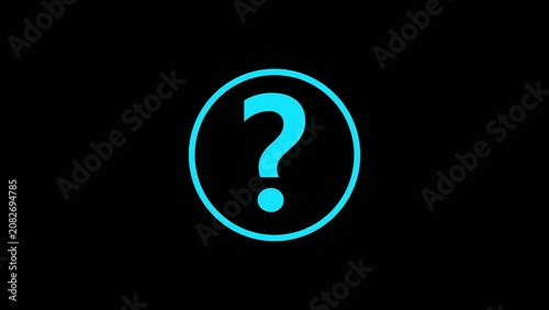 Cuadro en lienzo A bright cyan question mark symbol enclosed within a circular outline glows vibr