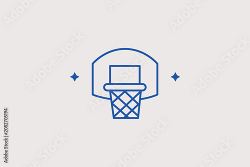 Photos Basketball backboard with hoop and net line icon for sports gear shop