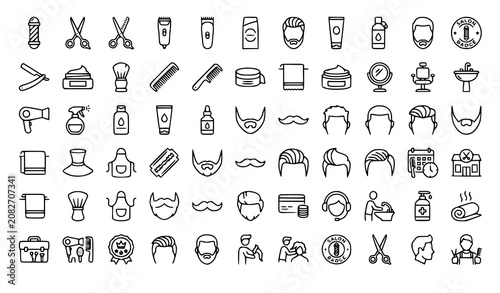 Tableau sur toile barber, haircut, beard, shaving, scissors, clipper, trimmer, razor, comb, brush,