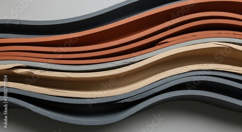 Abstract Wavy Layers of Paper and Cardboard Textures.