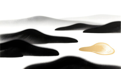 Black white landscape gold background