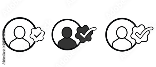 Cuadro en lienzo User verification vector illustration set on transparent background, outline, solid, and color version, symbolizing account confirmation