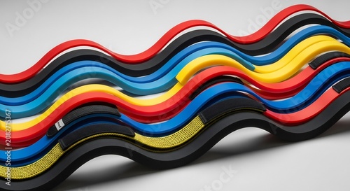 Colorful Wavy Abstract Shapes in a Row.