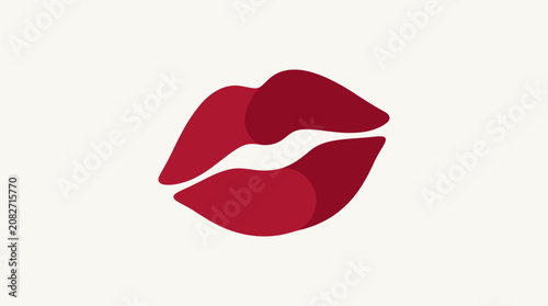 Foto Red lipstick kiss mark logo icon.
