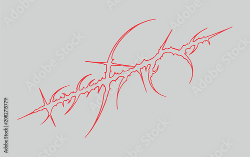 Photography intricate red cyber sigilism abstract text style cluster design layout