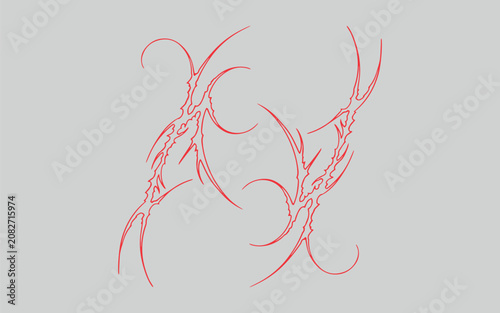 Quadro su tela Mirror symmetry abstract line art cyber sigilism graphic layout