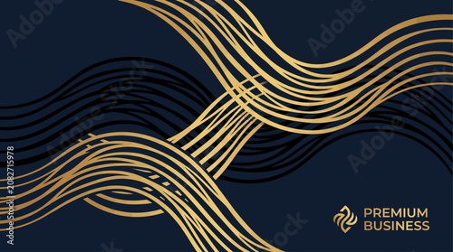 Photos Abstract golden waves on dark background.