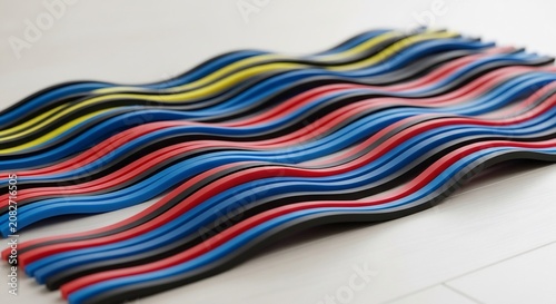 Colorful Wavy Wires Arranged in a Pleasing Pattern.