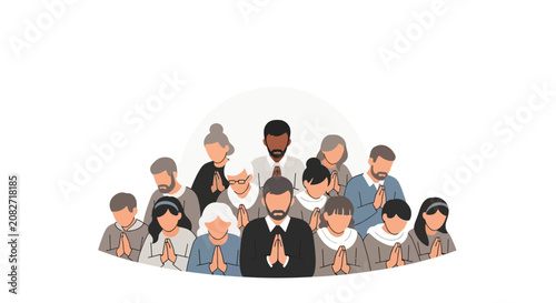 Diverse people praying together, unity, faith, community, hope