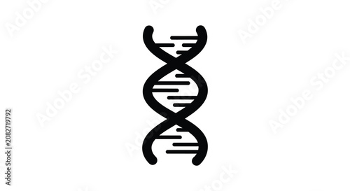 Black dna double helix structure on a white background silhouette deoxyribonucleic