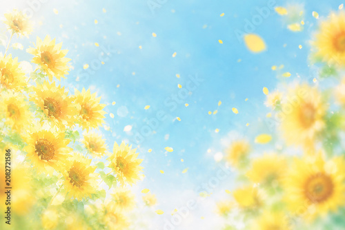 爽やかな向日葵と青空　 AI生成画像