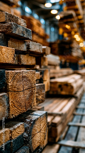 Stacked Timber: Close-up of...