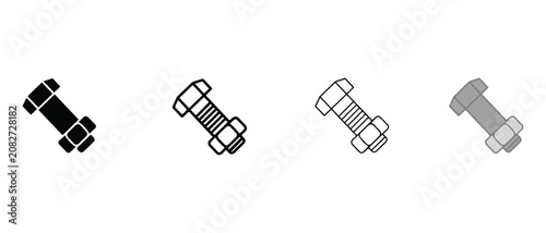 bolts with nuts on a white background  industrial and engineering hardware icons