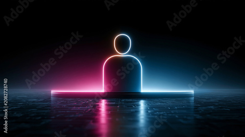 Neon Silhouette of a Human ...