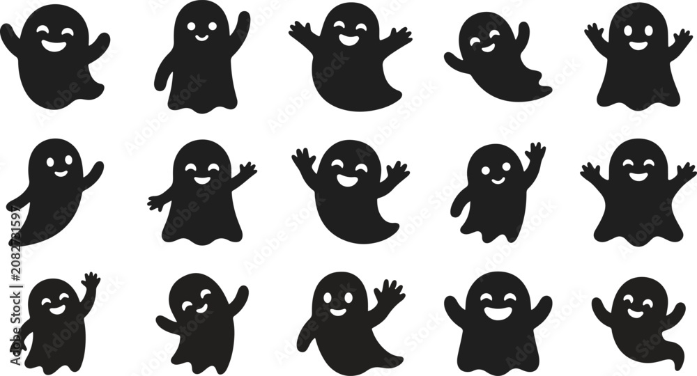 Naklejka premium Halloween ghost characters for spooky decorations and party themes