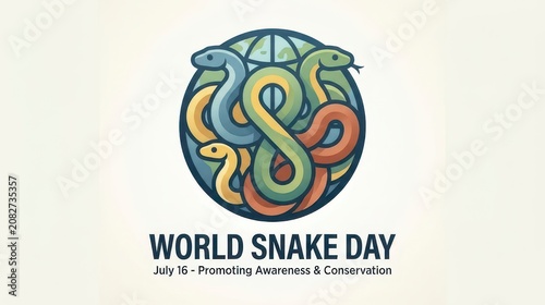 World Snake Day colorful snake logo illustration