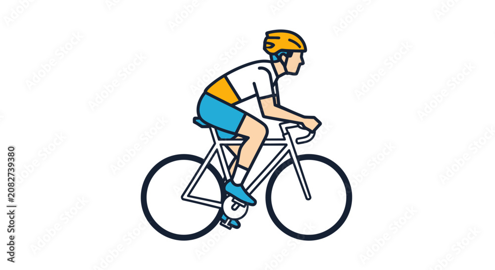 Obraz premium Active man riding a bike wearing a protective helmet for safety outdoors