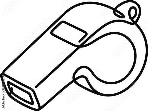 Continuous line drawing of a classic sports whistle.