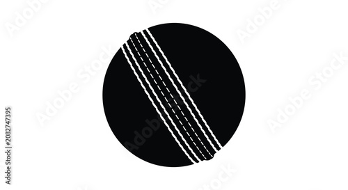 Bild auf Leinwand Cricket ball with stitched seam black and white silhouette sphere round