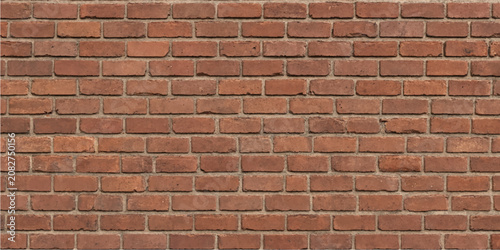 Konstfotografi Red brick wall texture background with staggered rectangular bricks and uniform