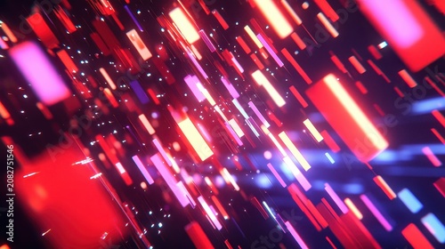 Vibrant Abstract Lights Streaking Across a Dark Energetic Background