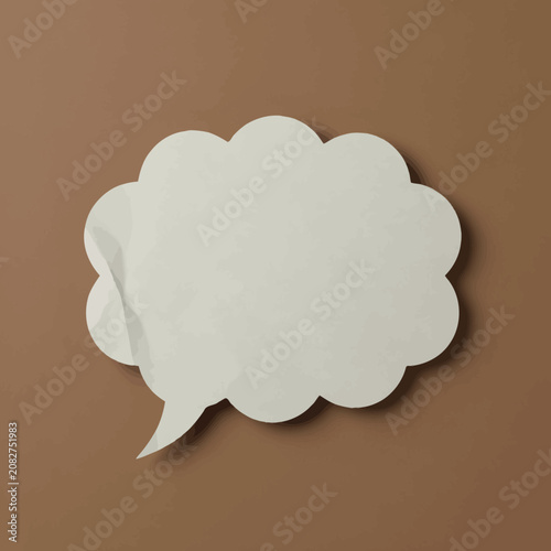 White speech bubble on brown background